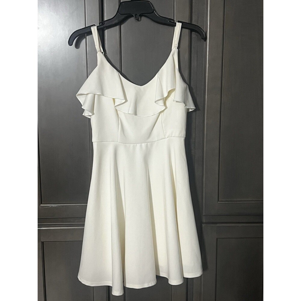 altar'd state Ruffle Skater Sleeveless Ivory Formal Mini Dress Women’s Small